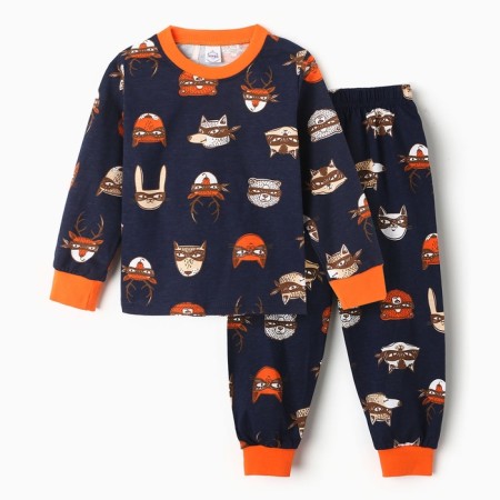 Pajamas for boys, dark blue color, height 116 cm