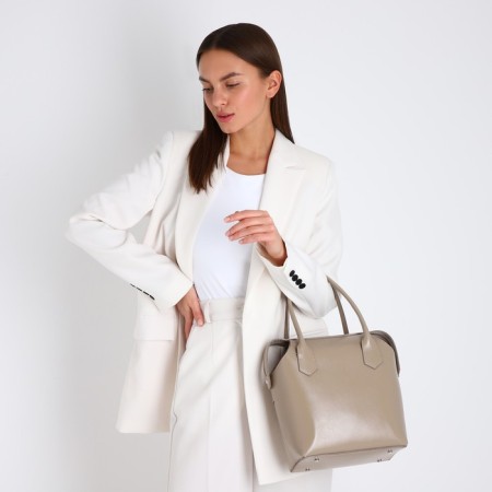 Women's bag with lightning, with a cosmetic bag, beige color-8