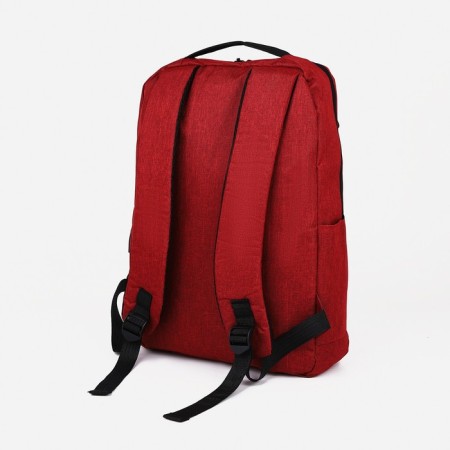 Male backpack on a zipper, 4 outer pockets, with USB, burgundy color-3