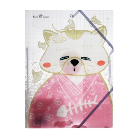 A4 elastic band, 400 μm, "cats in the Japanese style", mix-7