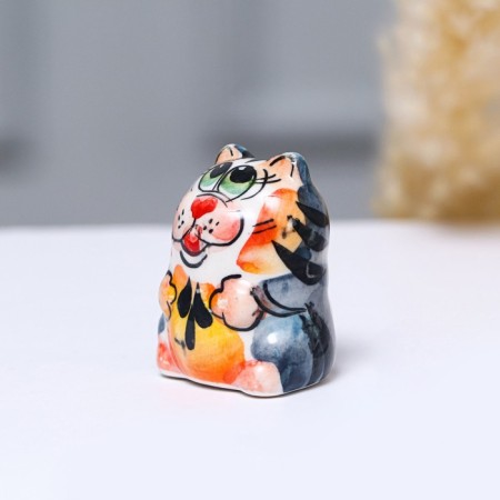 Souvenir "Satisfied Cat", 3 cm, color, gzhel.-4