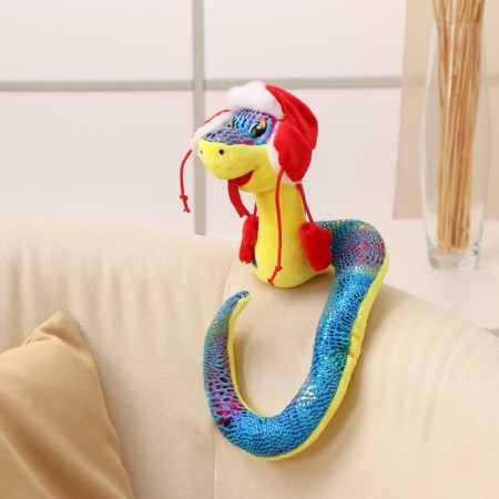 Soft toy "Snake", in a hat ear, 15 cm, blue color-3