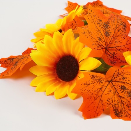 Carnival set "Autumn flowers": a wreath with sunflowers and a brooch-6
