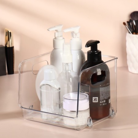 Organizer for storage, with handles, 1 section, 16.5 × 15 × 13 cm, the color is transparent-3