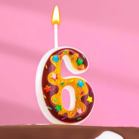 Candle for the cake "Cookies with chocolate icing", number 6, 5.5 cm