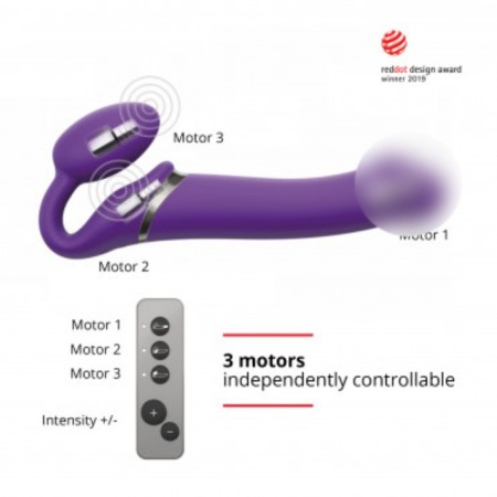 Vibrostron Strap-on-me with 3 engines, purple, m, 16 cm-2