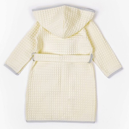 Халат детский с капюшоном Amarobaby Waffle, рост 134-140 см, цвет молочный-12