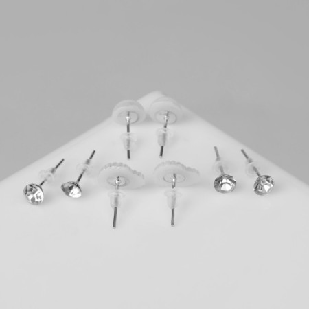 Pusets 4 pairs of "romance" Vintage heart, white color in silver-2