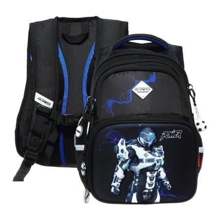 School backpack 40 x 33 x 15 cm, ergonomic back, Across 548, black ACR23-548-6