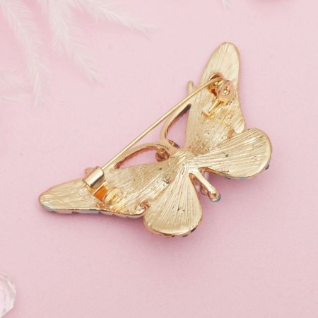 Brooch "Butterfly with a pearl", colored in gold-1