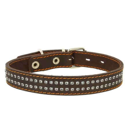 Belly leather two-layer leather with rhinestones, Osh 39-46 x 2.5 cm, mix of flowers