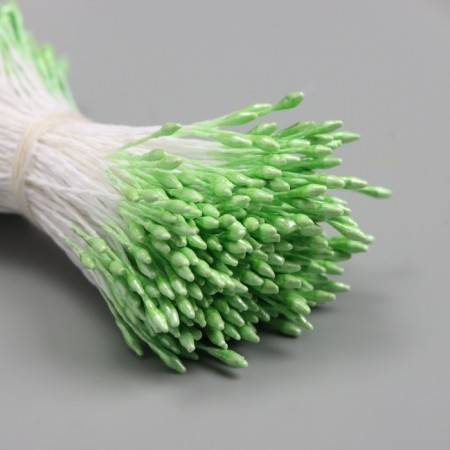 Stamens for artificial flowers gloss "risinki" Green set 360 pcs length 6 cm-2