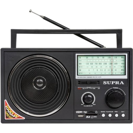 Portable Supra ST-25U radio receiver Black USB SD