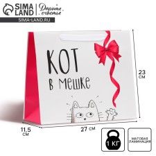 Gift Laminated horizontal package, packaging, “Cat in a bag”, Ml 23 x 27 x 11.5 cm