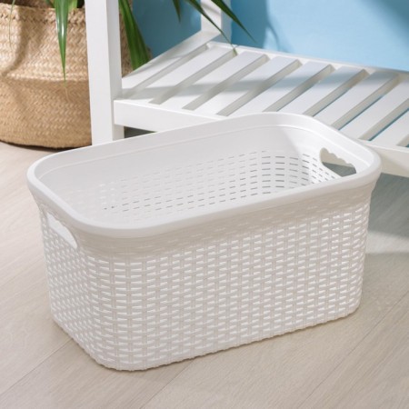 Basket for iron underwear "Rotang", 32 l, 50 × 31 × 25 cm, white color-8