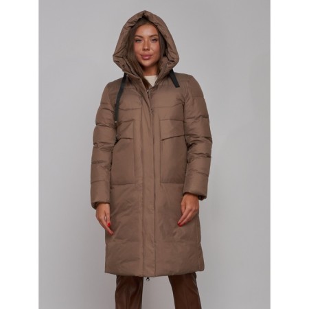 Coat insulated winter female, size 50, brown color-4