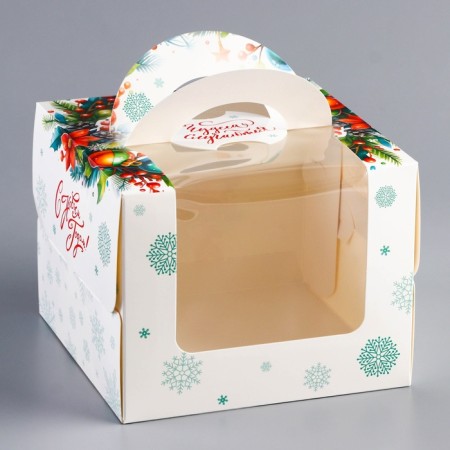 New Year. Box under the bento-port with the window "Make desire", 16 x 16 x 12.5 cm-1