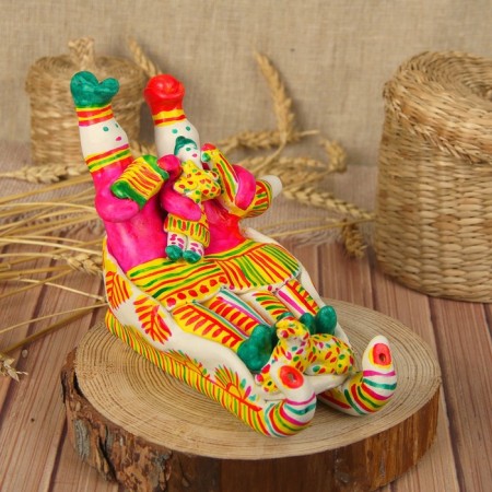 Filimonovskaya toy "A couple on a sleigh"-8