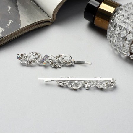 Invisibility for hair "Samantha" (set 2 pcs) 6.5 cm, silver-1
