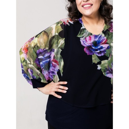 Female blouse, size 70, dark blue color-7