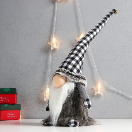 Interior light doll "Santa Claus in a gray checkered cap" 52x15x14 cm-2