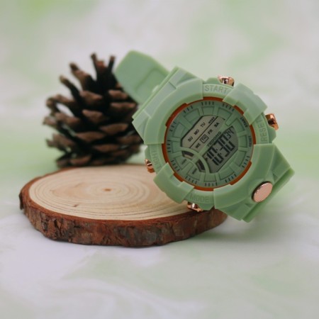 Watches electronic watches, silicone strap, green-1
