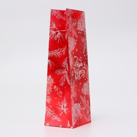 New Year. New Year's gift package for the bottle "feathers", 13 x 36 x 10 cm.-1