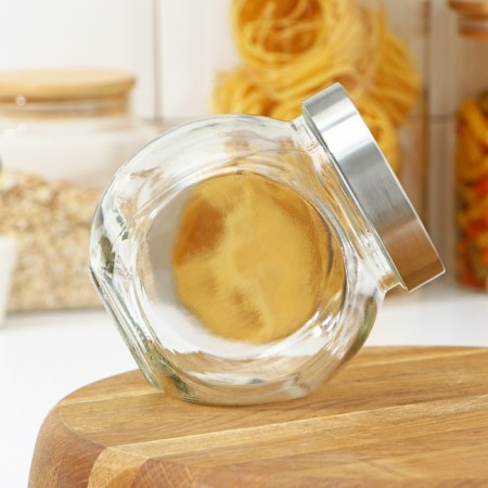 Glass Bank for bulk products of the Metallic share, 700 ml, 12 × 13 × 8.5 cm-1