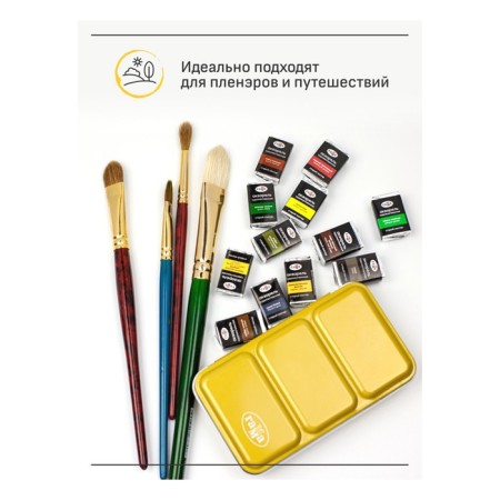 Penal for watercolors Metal gamma, 12 cuvette, gold 20102102-4