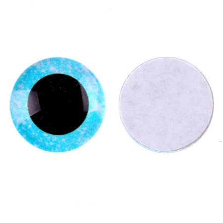 Elose -based eyes, set of 10 pcs., Size 1 pc. - 15 mm, blue color with sparkles