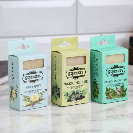 A set of natural soap "eucalyptus, juniper, sage" 3x100 g of Dobroparov-2