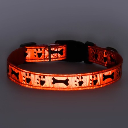 Two -layer collar with reflective coating and bones, 45 x 2 cm, mix of flowers-7