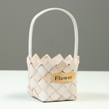 Wicker basket, 13.5x10.5/24.5 cm, white, sequoia