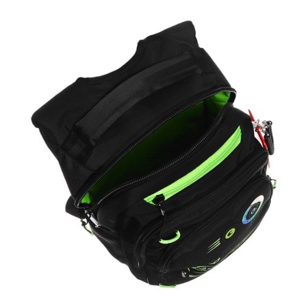School backpack, 40 x 25 x 22 cm, Grizzly, ergonomic back, laptop compartment, black/green-13