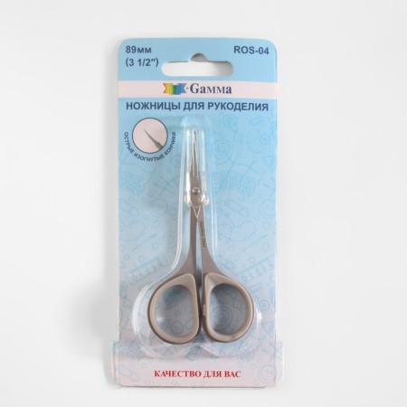 Scissors for needlework, a mowed blade, rubberized handles, with a protective cap, 3.5 ", 8.9 cm, color gray color-4