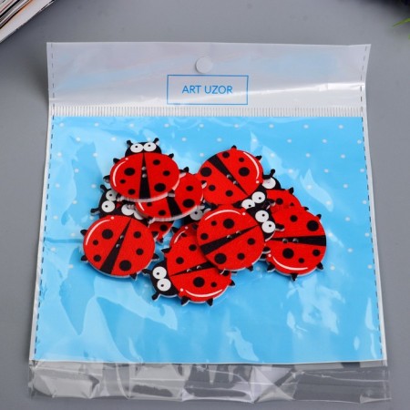 Buttons wood for creativity 2 punctures "ladybugs" set 10 pcs 2.7x3 cm-3