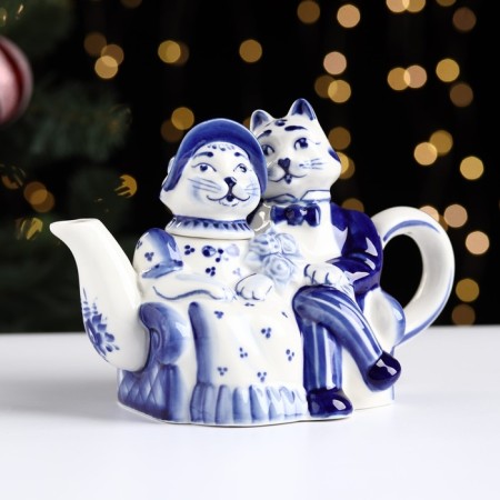 Kettle "cats", gzhel