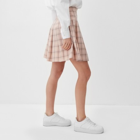 Women's skirt in Minaku fold: casual collection color pink cage, pr 44-3
