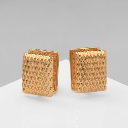 Earrings Metal "Accord" Ornament, rectangle, color gold
