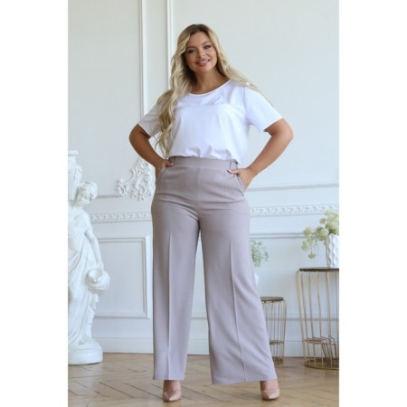 Female trousers, size 48, light gray color-1
