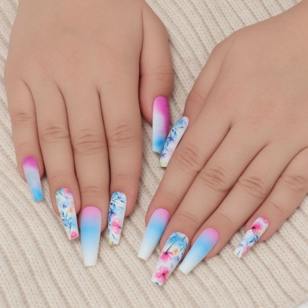 Pauls “gradient”, 12 pcs, with adhesive plates, ballerina shape, blue/pink/white color-8