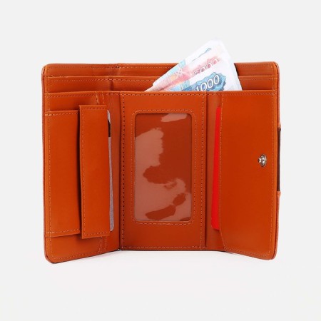 Women's wallet on the button, orange color-4