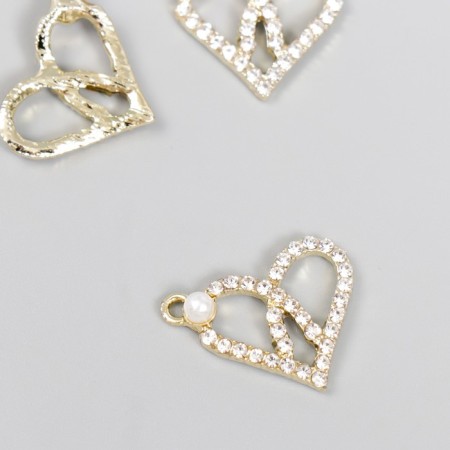Decor for creativity metal, rhinestones "woven heart" 2.3x1.7 cm