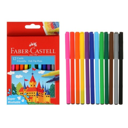 Faber-Castell felt-tip pens “lock” washed off, in a cardboard box with a Euro suspension, 12 colors
