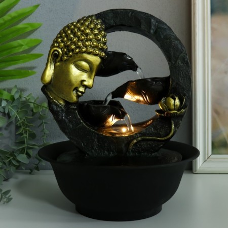 The desktop fountain from the network, backlight "Buddha's head and lotus flower in the circle" 21x21x28 cm-5