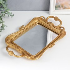 Standing interior polystone with the Scarabi mirror golden 37.5x22.5 cm