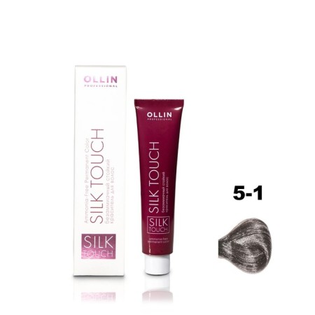 Hair dye OLLIN Professional Silk Touch, non -zammiach, tone 5/1 light brown -ash