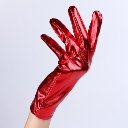 Carnival accessory- gloves, color red metallic, artificial leather-2