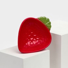 Тарелка керамическая "Клубника", глубокая, красная, 18 см, 1 сорт, Иран