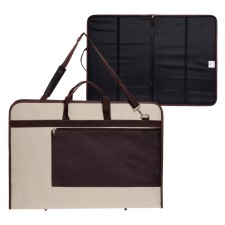 Folder for drawings and drawings A2, 640 x 450 x 30 mm, with handles, textile, estado, with pocket, beige/brown